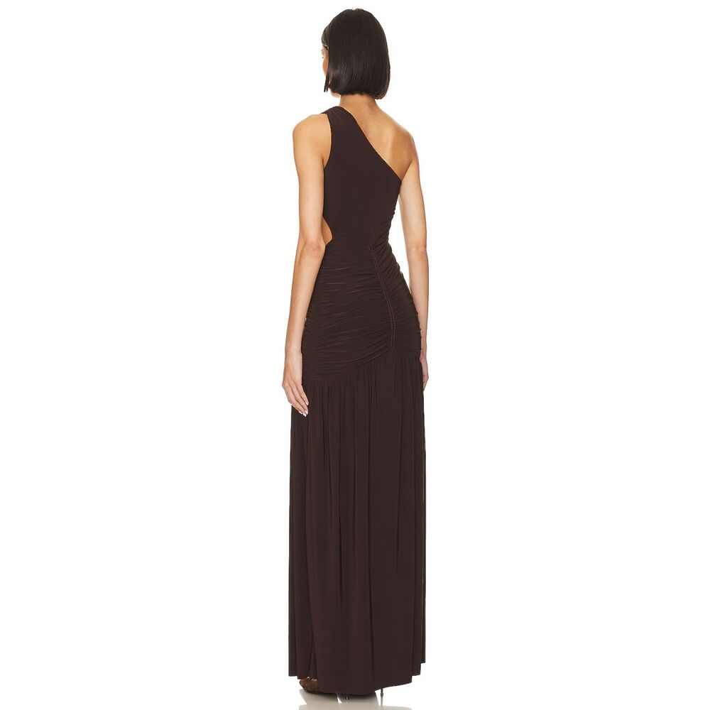 MISA Los Angeles Samsara Cutout Dress Brown ruched Maxi dress Size Small NWT - Picture 4 of 8